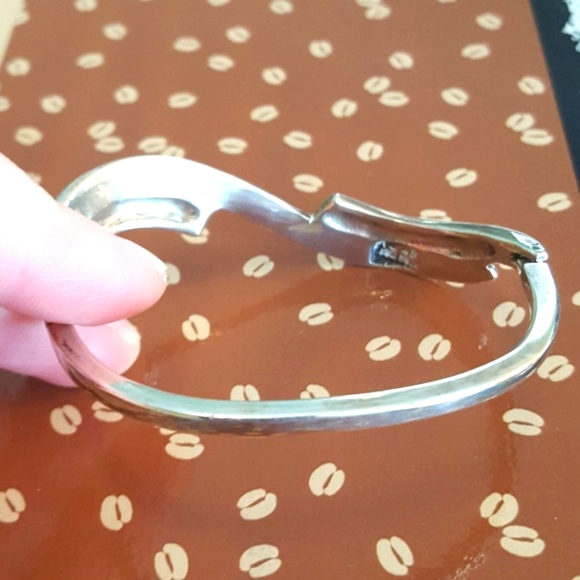 Vintage Real Silver Wave Hook Latch Bracelet - Picture 4 of 5